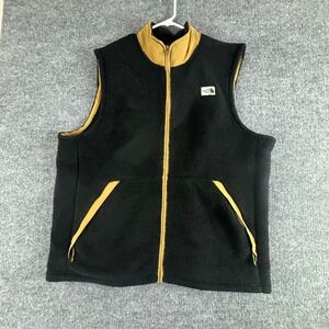 The North Face Black Fleece Sherpa Vest Mens XXL Tan‎ Trim Full Zip Pockets